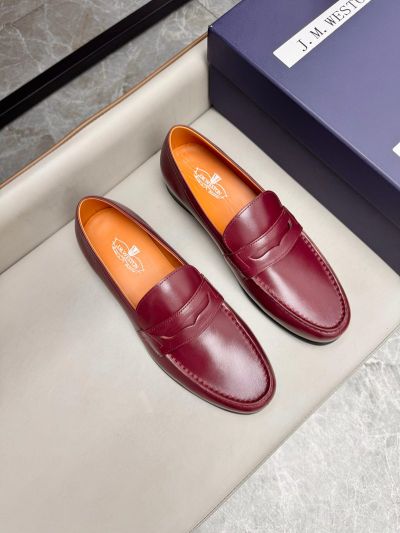 J.M.WESTON Purple calfskin Leather Shoes-J.M.WESTON Man Business Leather Shoes